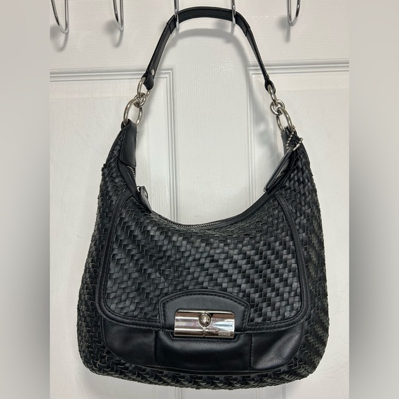 Coach Handbags - COACH authentic vintage Elegant Black Woven Leather Shoulder Bag/Crossbody Bag